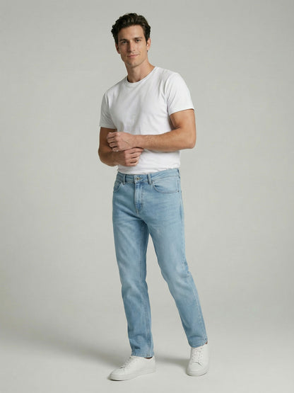 Celio* Men Blue Solid Straight Fit Cotton Jeans
