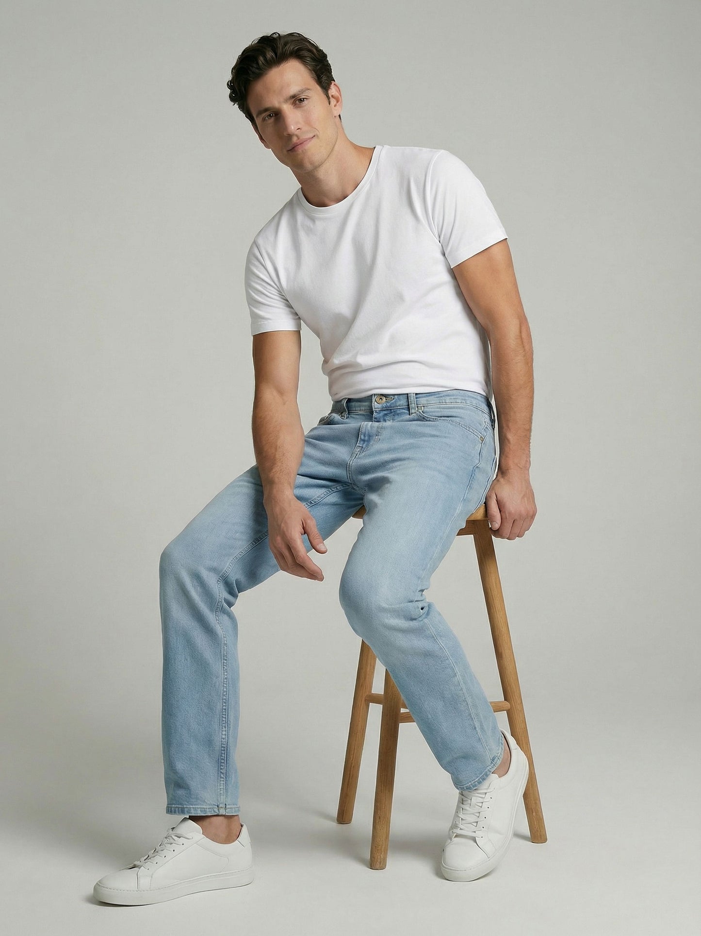 Celio* Men Blue Solid Straight Fit Cotton Jeans