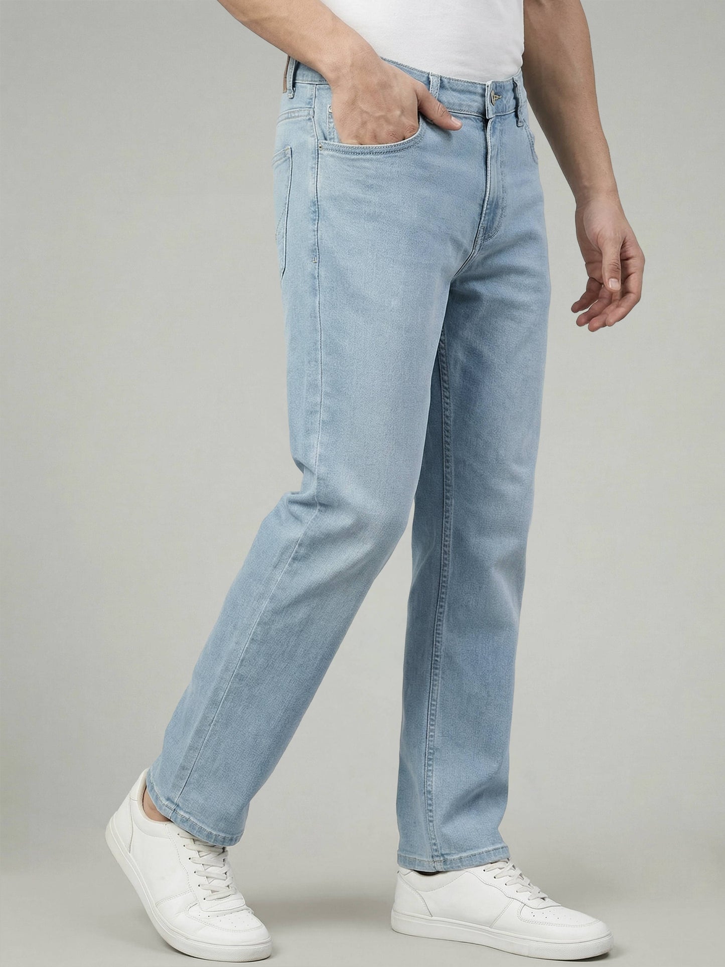 Celio* Men Blue Solid Straight Fit Cotton Jeans