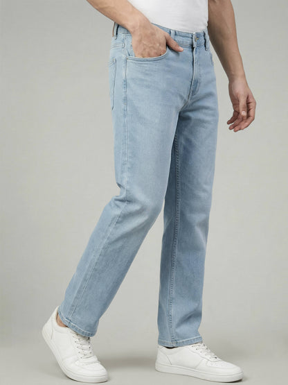 Celio* Men Blue Solid Straight Fit Cotton Jeans