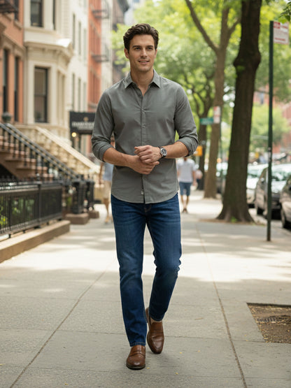 Celio* Men Blue Solid Straight Fit Cotton Jeans