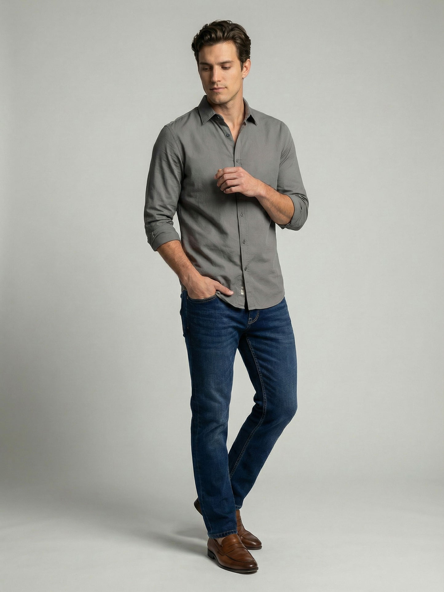 Celio* Men Blue Solid Straight Fit Cotton Jeans