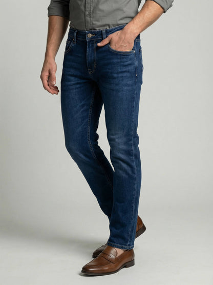 Celio* Men Blue Solid Straight Fit Cotton Jeans