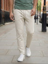 Celio* Men Beige Solid Straight Fit Cotton Trousers