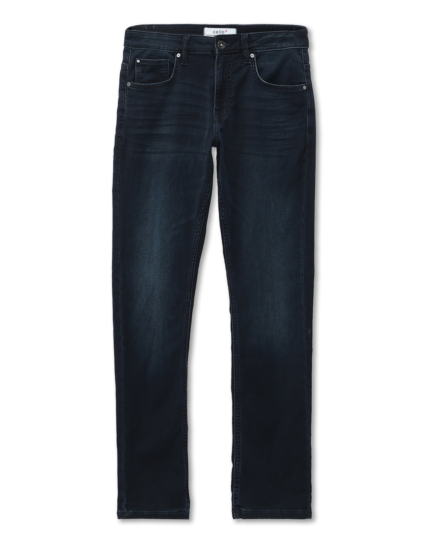 Celio Mens Blue Dobby Slim Fit Cotton Jeans