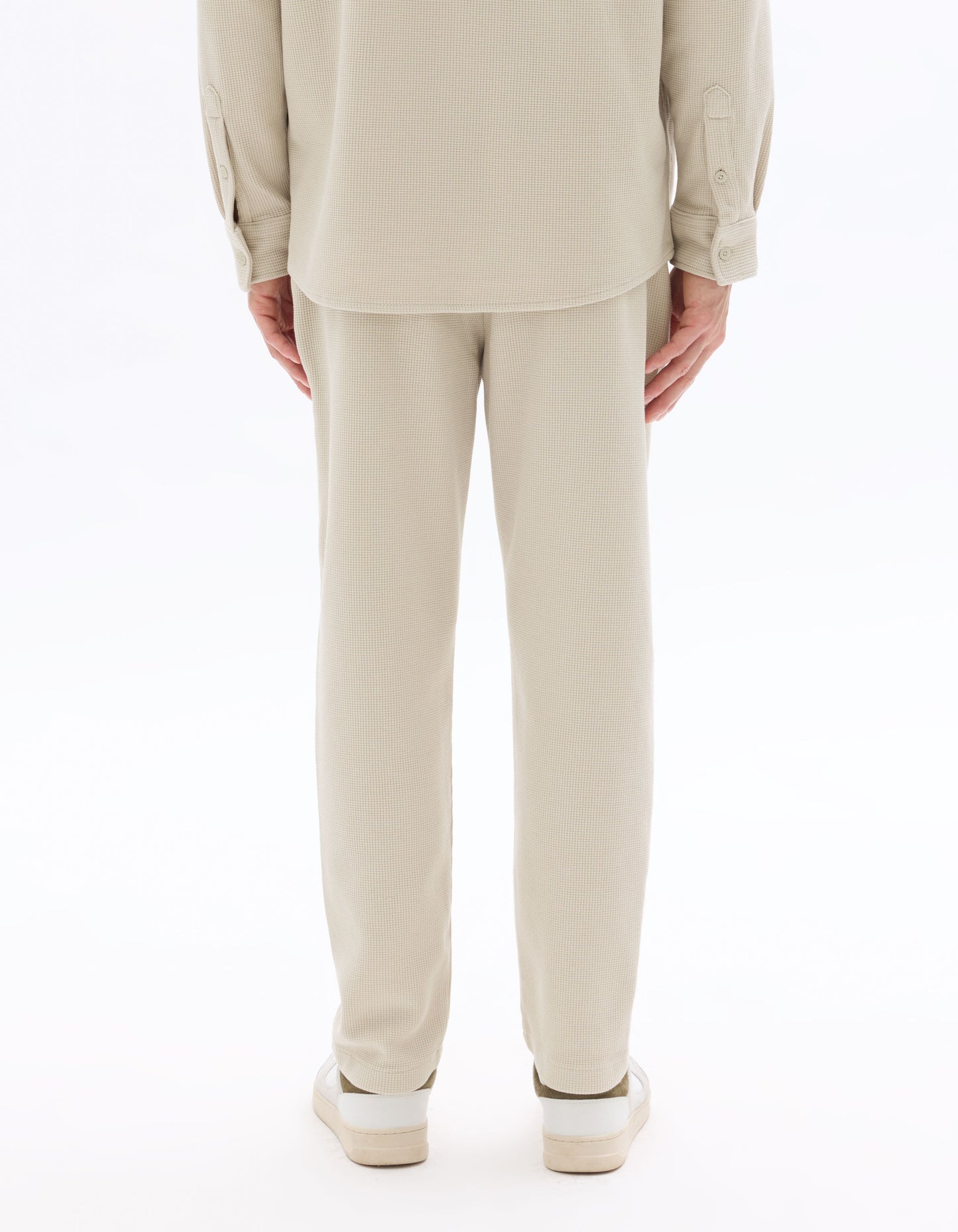 Celio Men Beige Solid Straight Fit Polyester Trousers