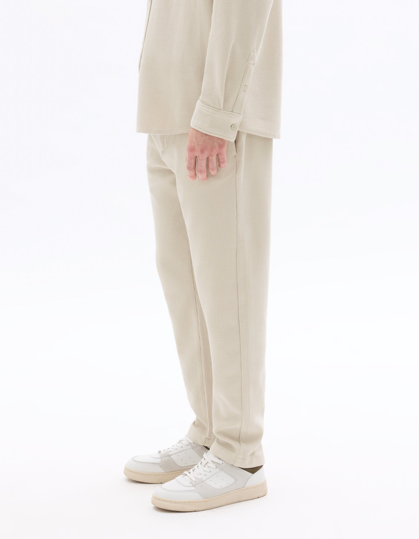 Celio Men Beige Solid Straight Fit Polyester Trousers