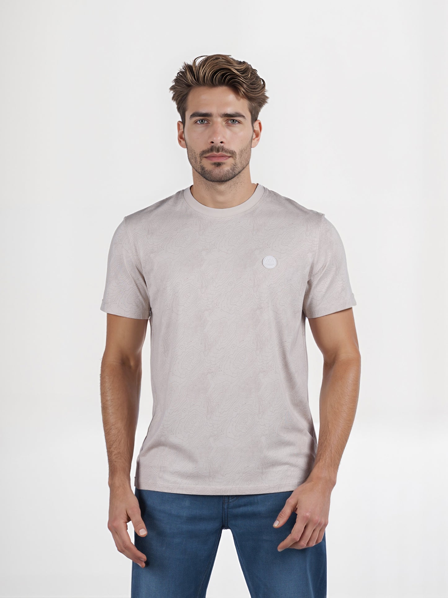 Celio* Chamonix Regular Fit Cotton Beige T-Shirt