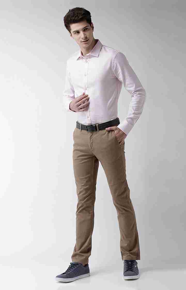 Beige Slim Fit Trousers