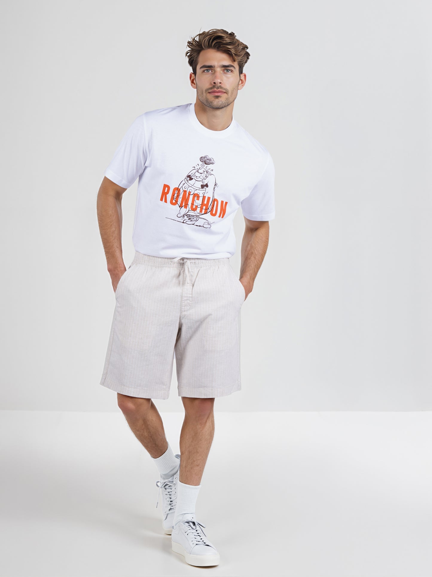 Celio* Men Beige Solid Regular Fit Linen Shorts