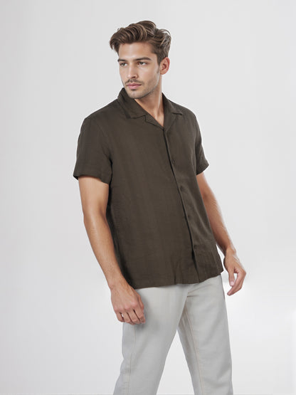 Celio* Men Olive Solid Regular Fit Cotton Shirt