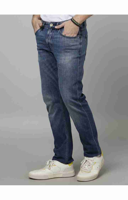 Navy Blue Straight Slim Fit Soft Touch Jeans