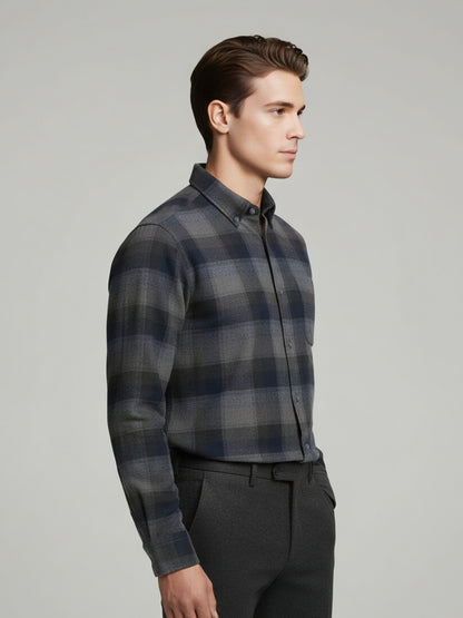 Celio* Men Grey Checked Regular Fit Cotton Shirts