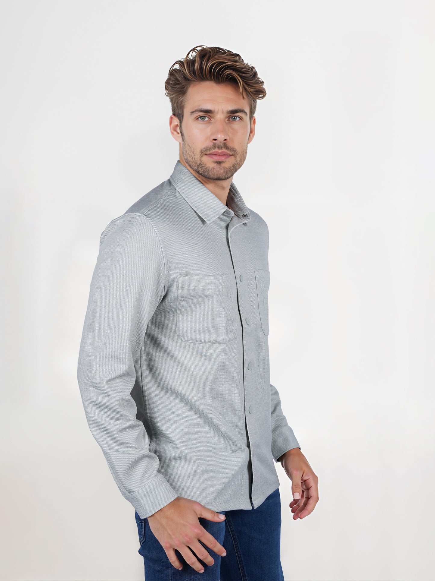 Celio* Solid Oversized Polyester Green Shirt