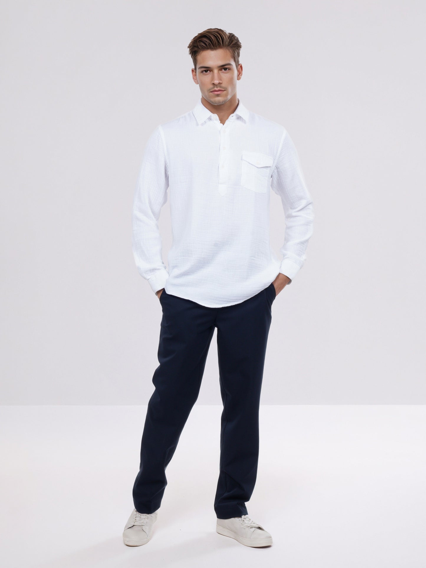 Celio* Men White Solid Regular Fit Cotton Shirt