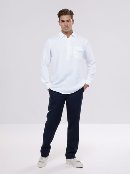 Celio* Men White Solid Regular Fit Cotton Shirt