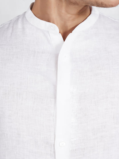 Celio* Solid Men White Regular Fit Linen Shirt