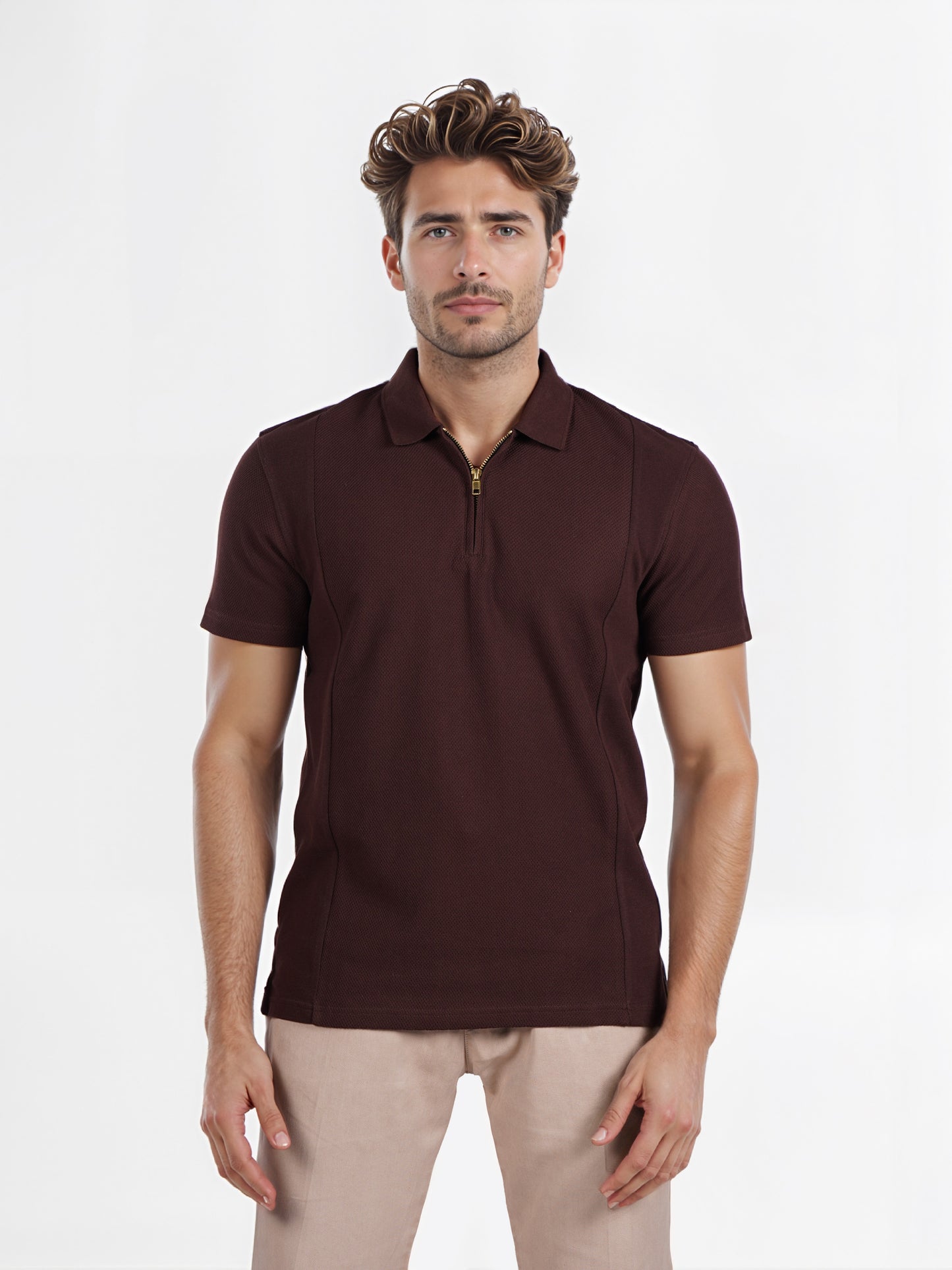 Celio* Men Brown Solid Regular Fit Fashion Tshirt