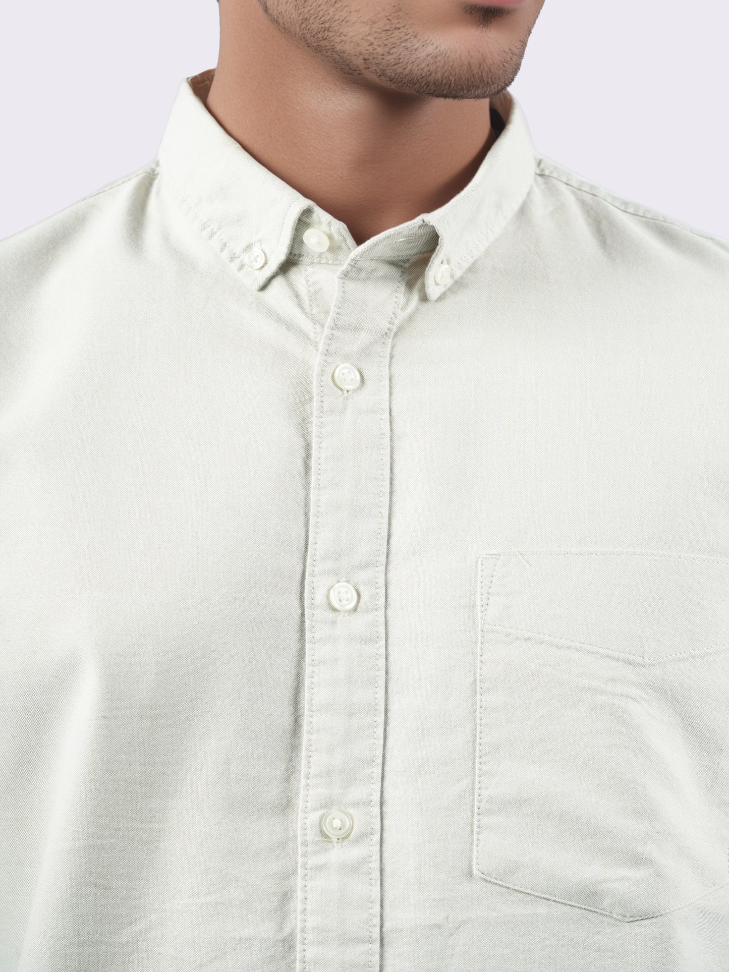 Celio* Men Cream Solid Regular Fit Cotton Shirts
