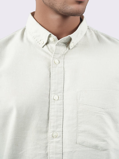 Celio* Men Cream Solid Regular Fit Cotton Shirts