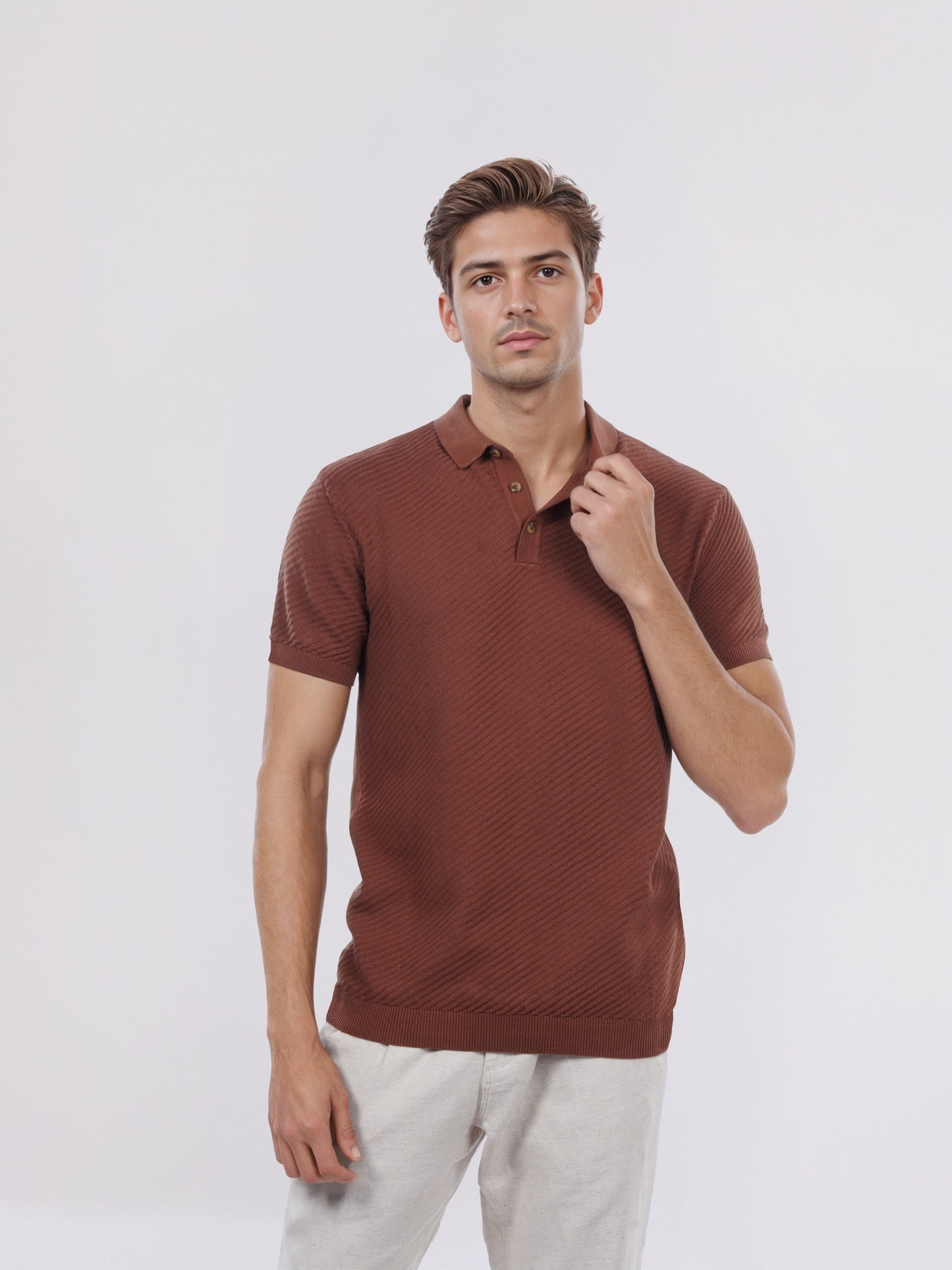 Celio* Men Brown Solid Regular Fit Cotton T-Shirt