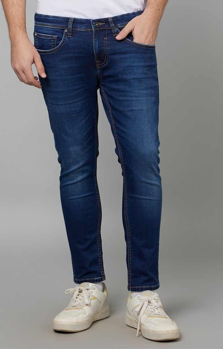 Blue Skinny Ankle Length Jeans