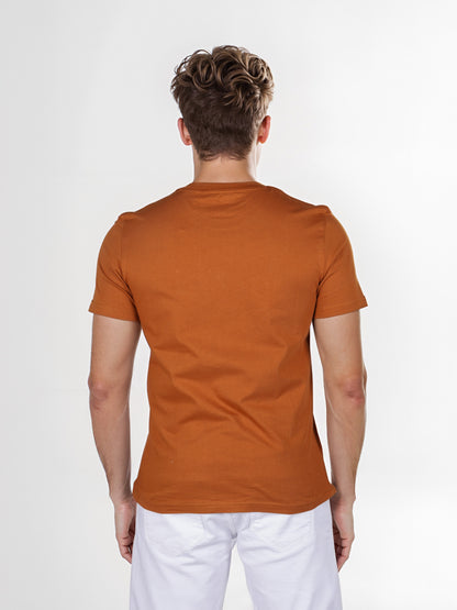 Celio* Printed Straight Fit Cotton Brown T-Shirt