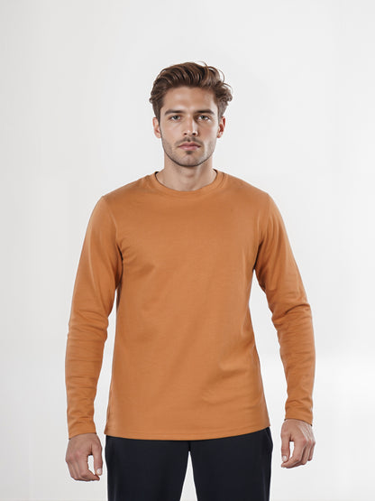 Celio* Men Brown Solid Regular Fit Cotton T-Shirt