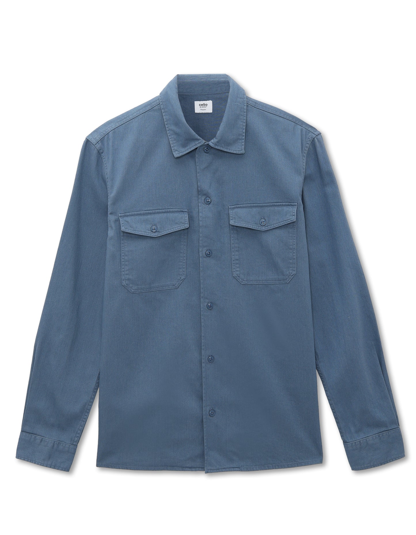 Celio Regular Fit Spread Collar 100% Cotton Shirt - Blue