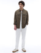 Regular Fit 100% Cotton Spread Collar Shirt - Khaki