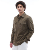 Regular Fit 100% Cotton Spread Collar Shirt - Khaki