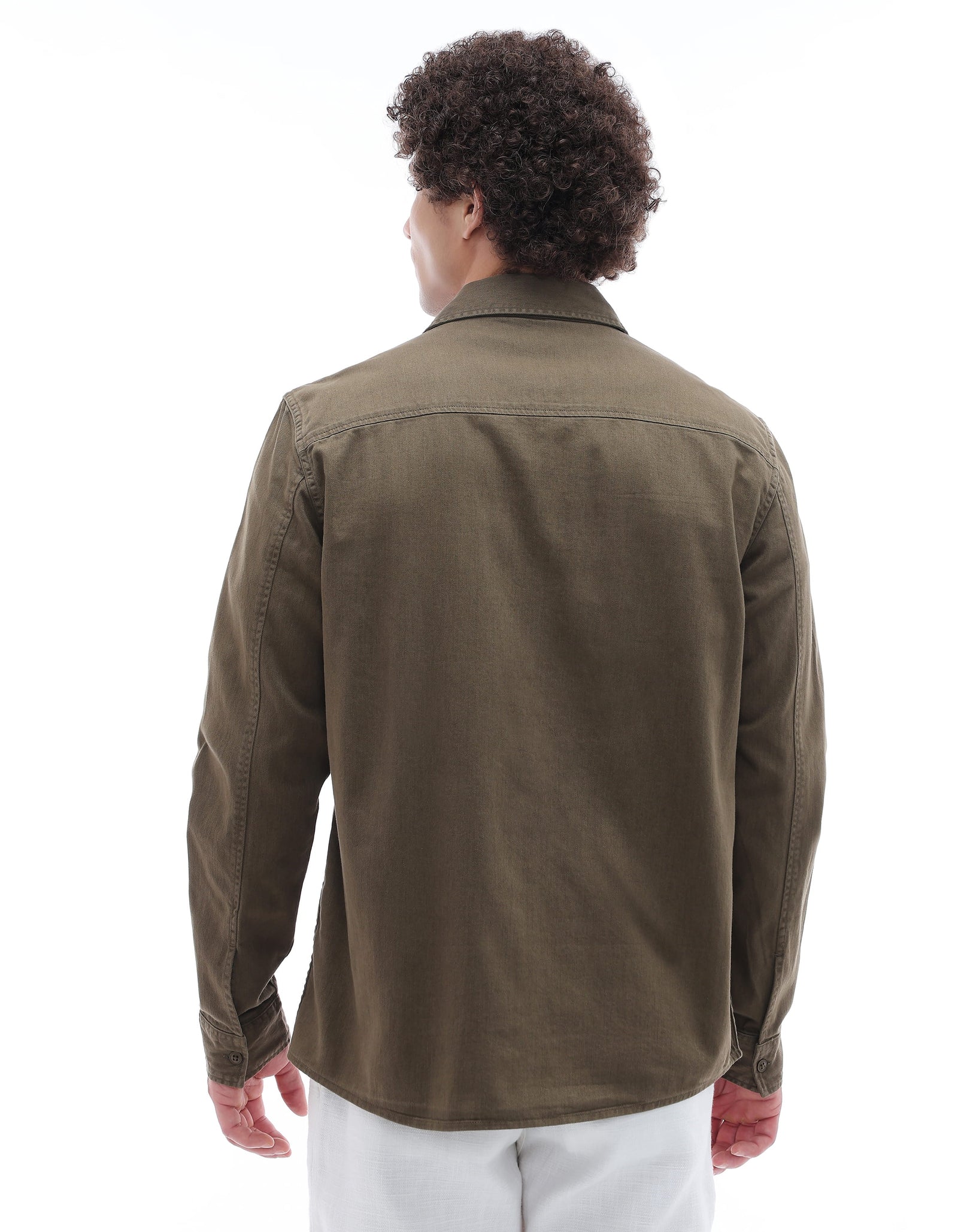Regular Fit 100% Cotton Spread Collar Shirt - Khaki