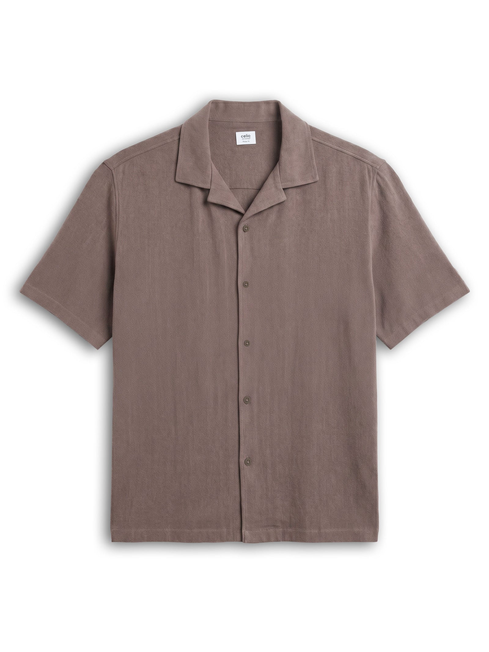 Celio Solid Relaxed Fit Viscose Blend Brown Shirts