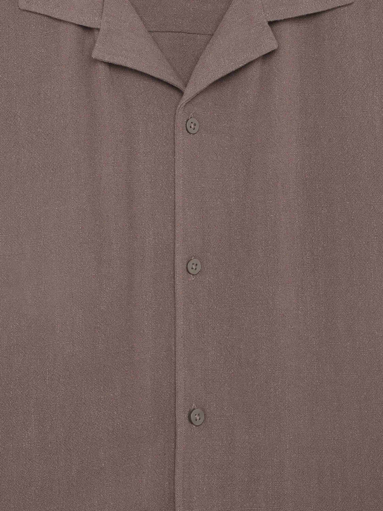 Celio Solid Relaxed Fit Viscose Blend Brown Shirts