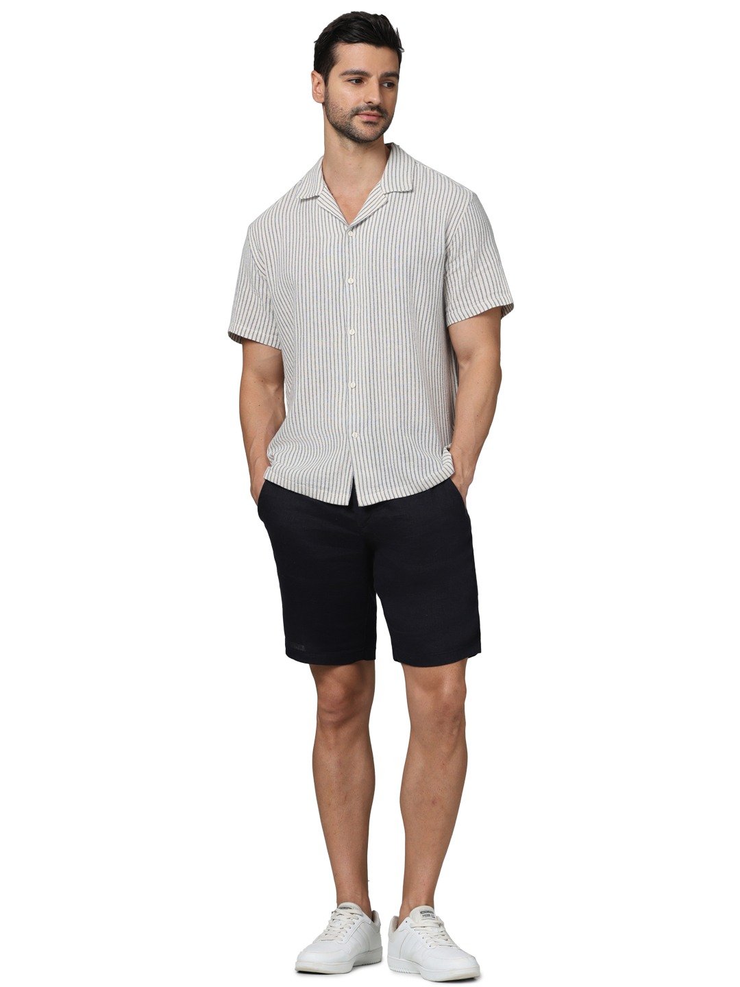 Celio* Linen Regular Fit Navy Blue Shorts