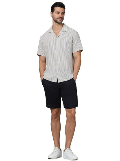 Celio* Linen Regular Fit Navy Blue Shorts