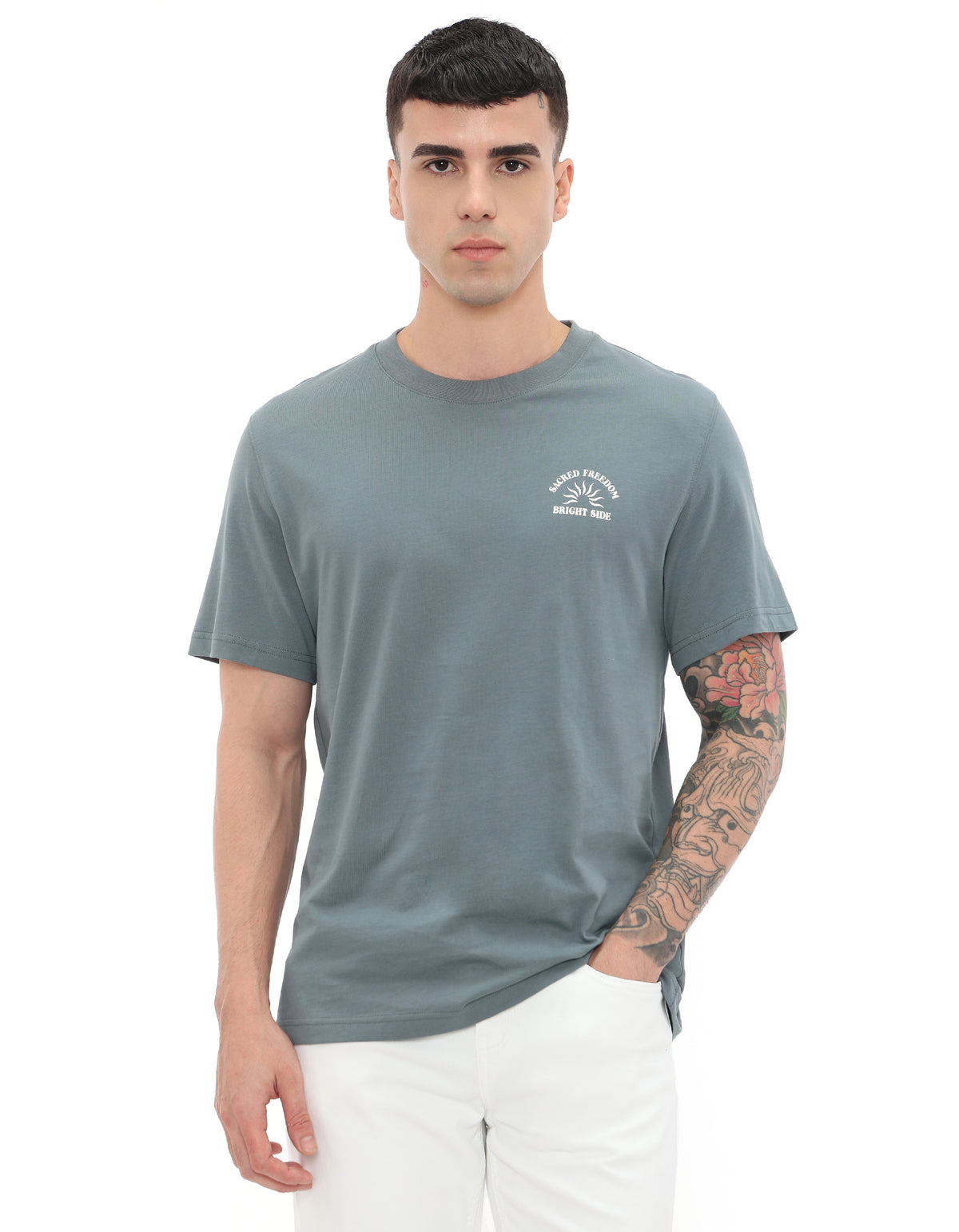 Boxy Fit 100% Cotton Printed Crew Neck T-Shirts