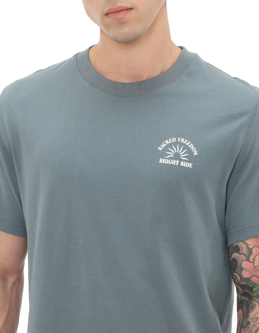 Boxy Fit 100% Cotton Printed Crew Neck T-Shirts
