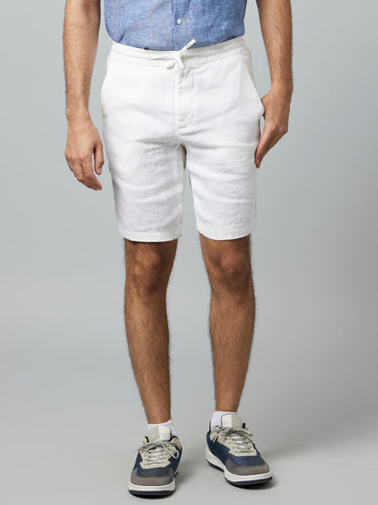 Celio* Linen Regular Fit White Shorts