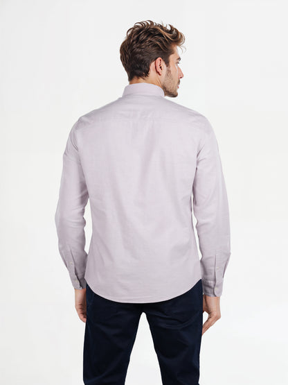 Celio* Solid Regular Fit Cotton Purple Shirt
