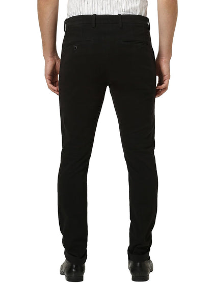Celio* Men Black Solid Skinny Fit Cotton Trousers