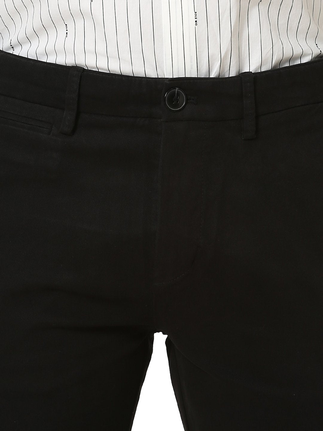 Celio* Men Black Solid Skinny Fit Cotton Trousers