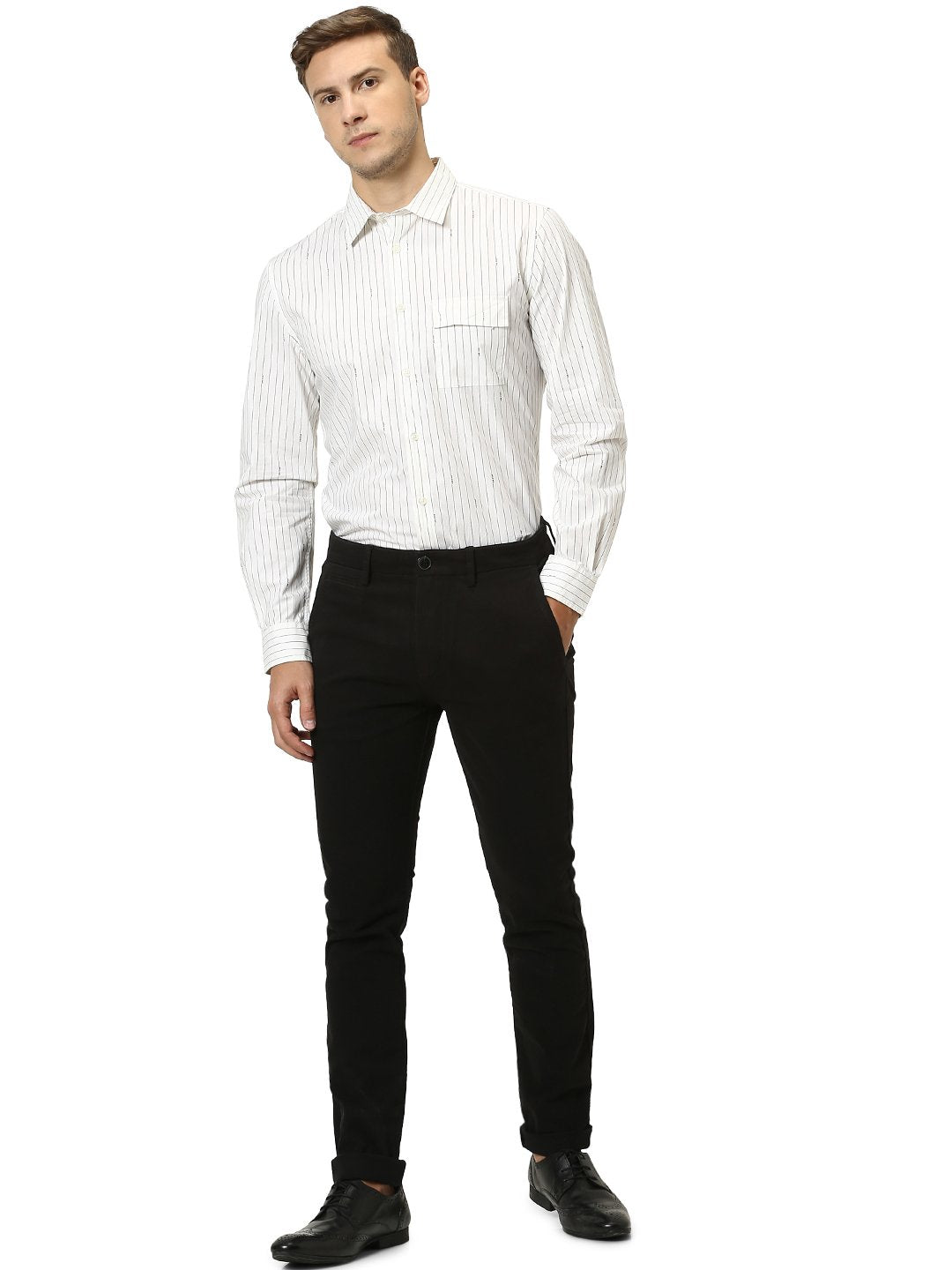 Celio* Men Black Solid Skinny Fit Cotton Trousers
