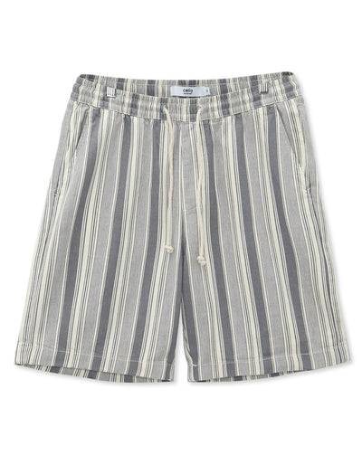 Bermuda Fit 100% Cotton Striped Shorts - Off White