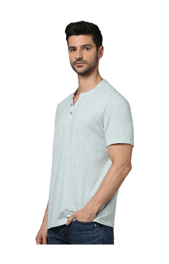 Celio* Solid Regular Fit Cotton Green T-Shirt