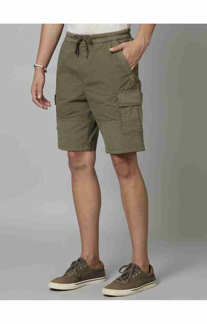 Khaki Regular Fit  Cargo Shorts