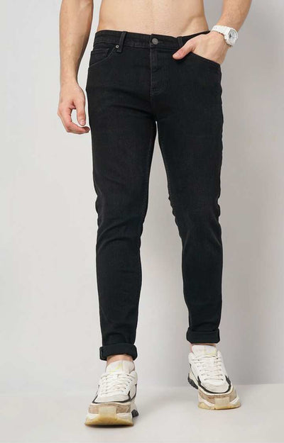 Celio* Cotton-Blend Skinny Fit Black Jean