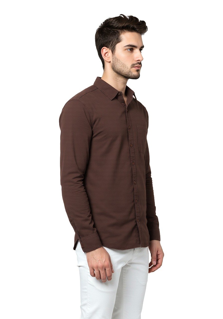 Celio* Men Brown Solid Regular Fit Cotton Shirt