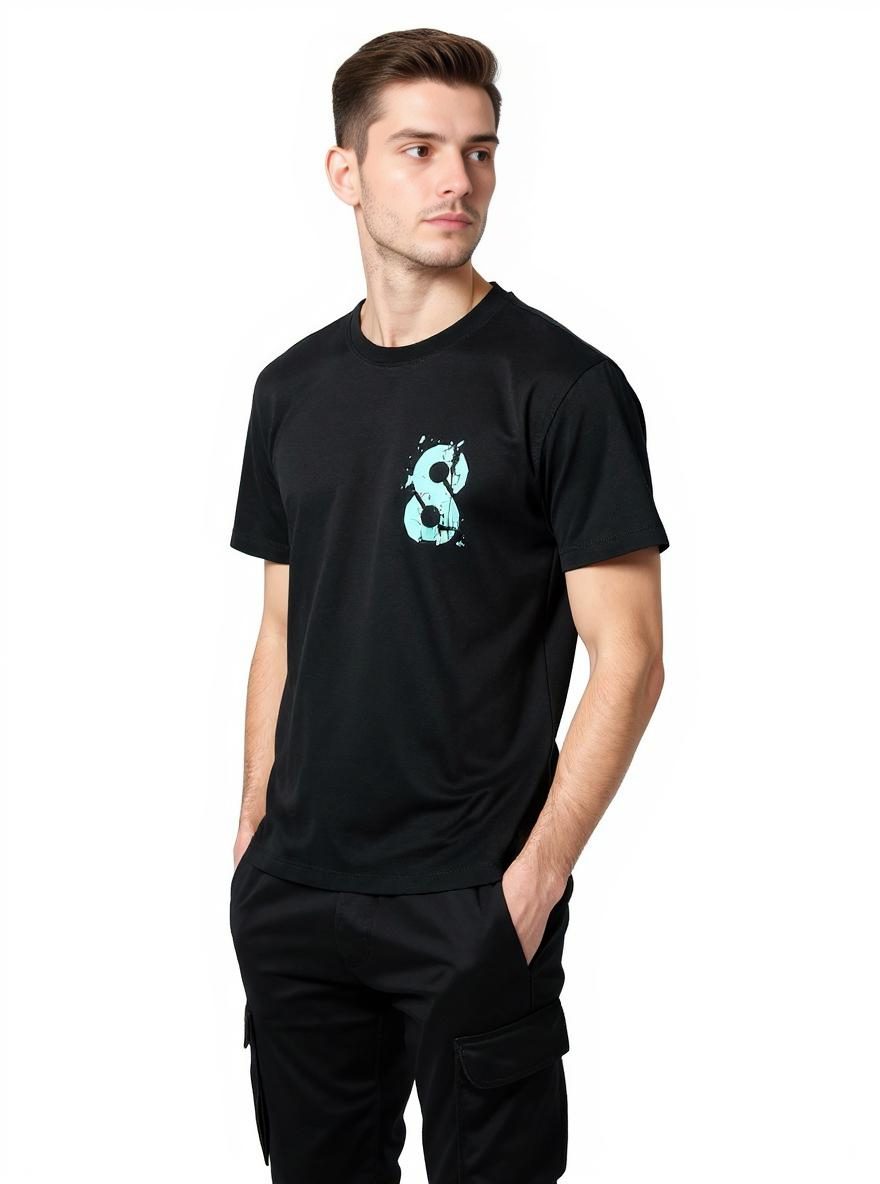 Celio* Oversized Cotton Men Black Printed T-Shirt