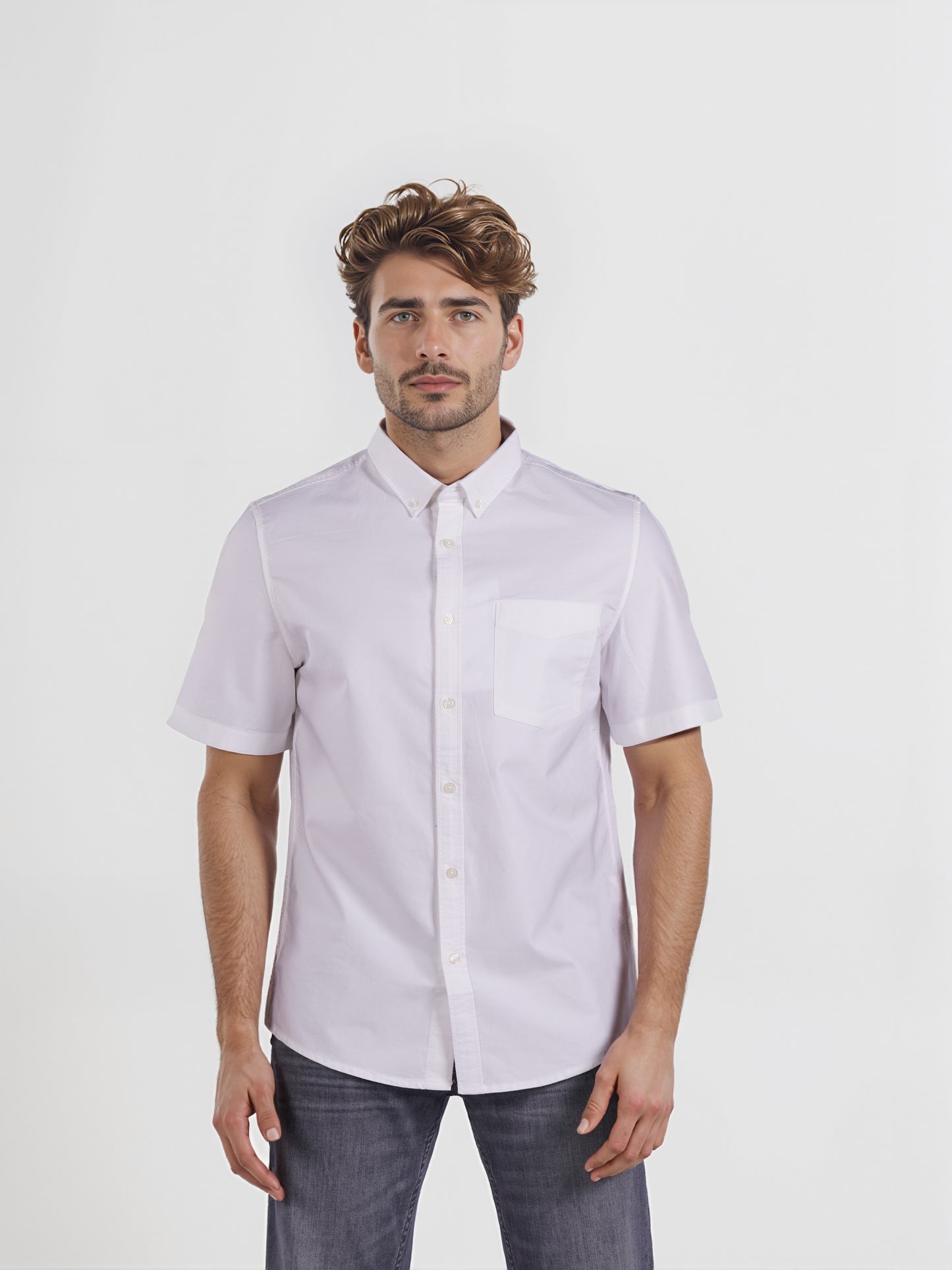 Celio* Men White Solid Regular Fit Cotton Casual Shirt